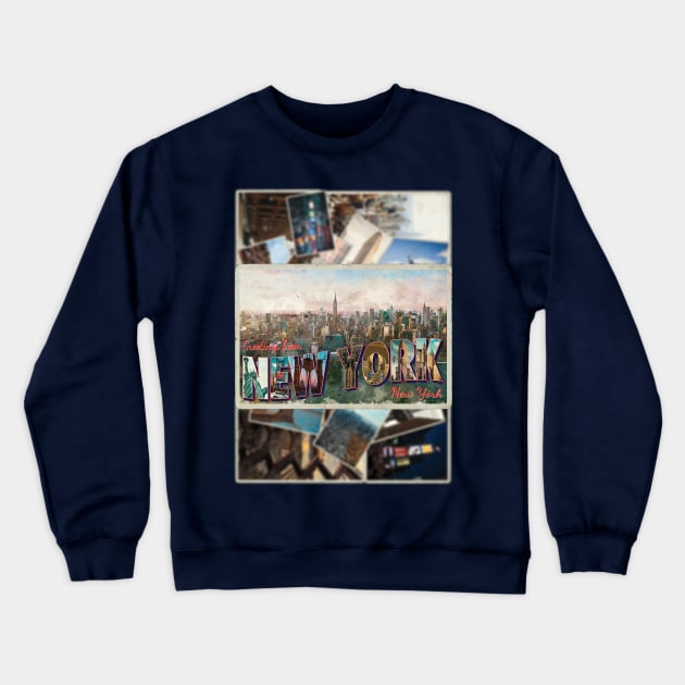 Greetings from New York City in New York vintage style retro souvenir Crewneck Sweatshirt by DesignerPropo